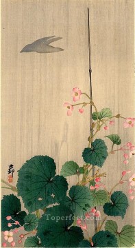 pájaro y begonias Ohara Koson japonés Pinturas al óleo